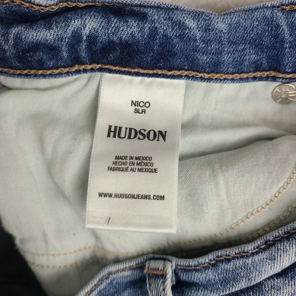 Hudson Jeans Womens 32x30 Blue Nico SLR Straight Leg Distress Light Wash Denim